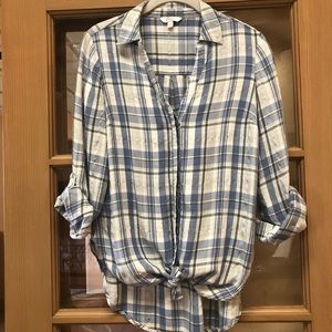 Candie’s Silver Thread Plaid Button Up Shirt